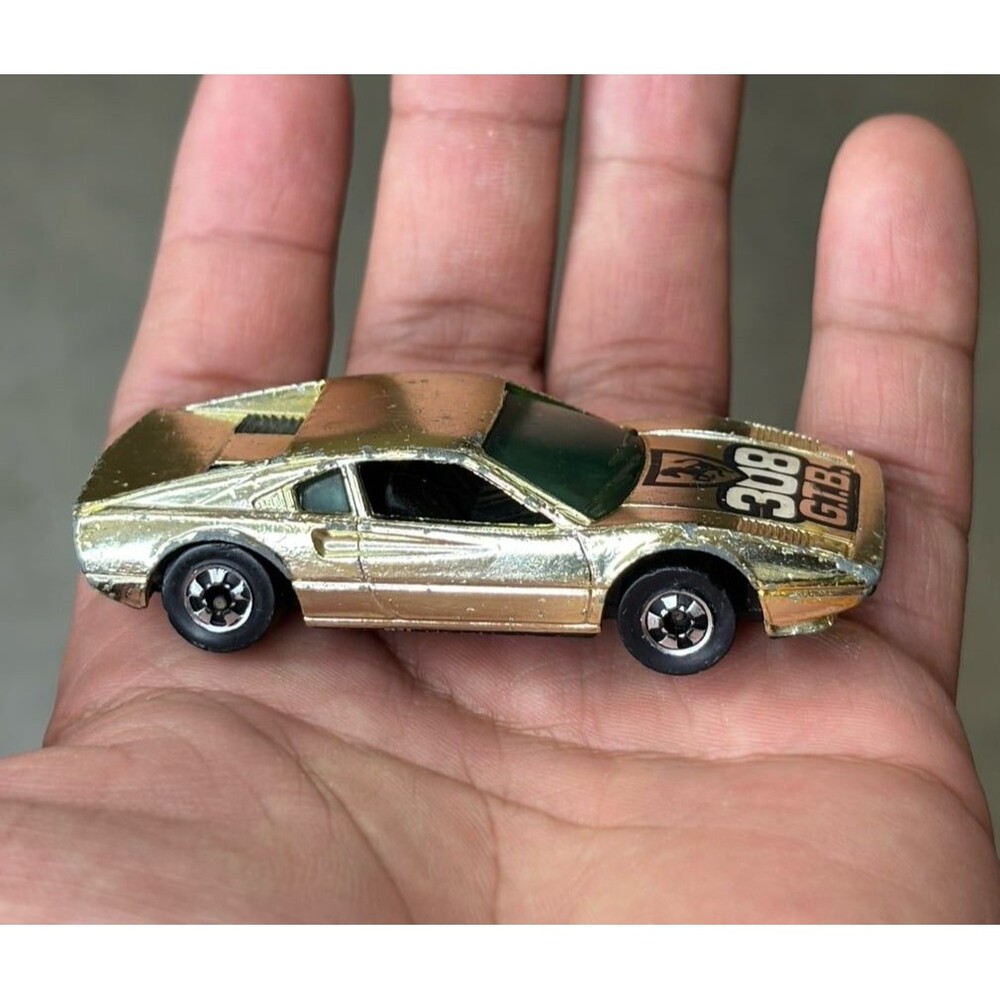 1977 Hot Wheels Racebait 308 GTB Ferrari Gold Chrome Hong Kong Loose